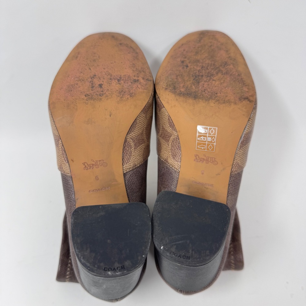 Coach Margot Signature Monogram Ankle Booties Brown Block Heel Size 6 - Picture 6 of 10
